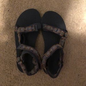 Blue and purple Teva sandals